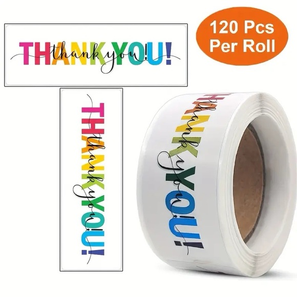 Thank You Cards - 3.5”x2.1” (50 Qty) + Matching Stickers - 3”x1” (120 Qty) - NEW - Picture 4 of 6